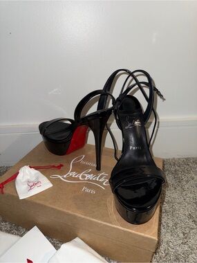 Christian Louboutin Black Patent Platform Loubi Queen Alta